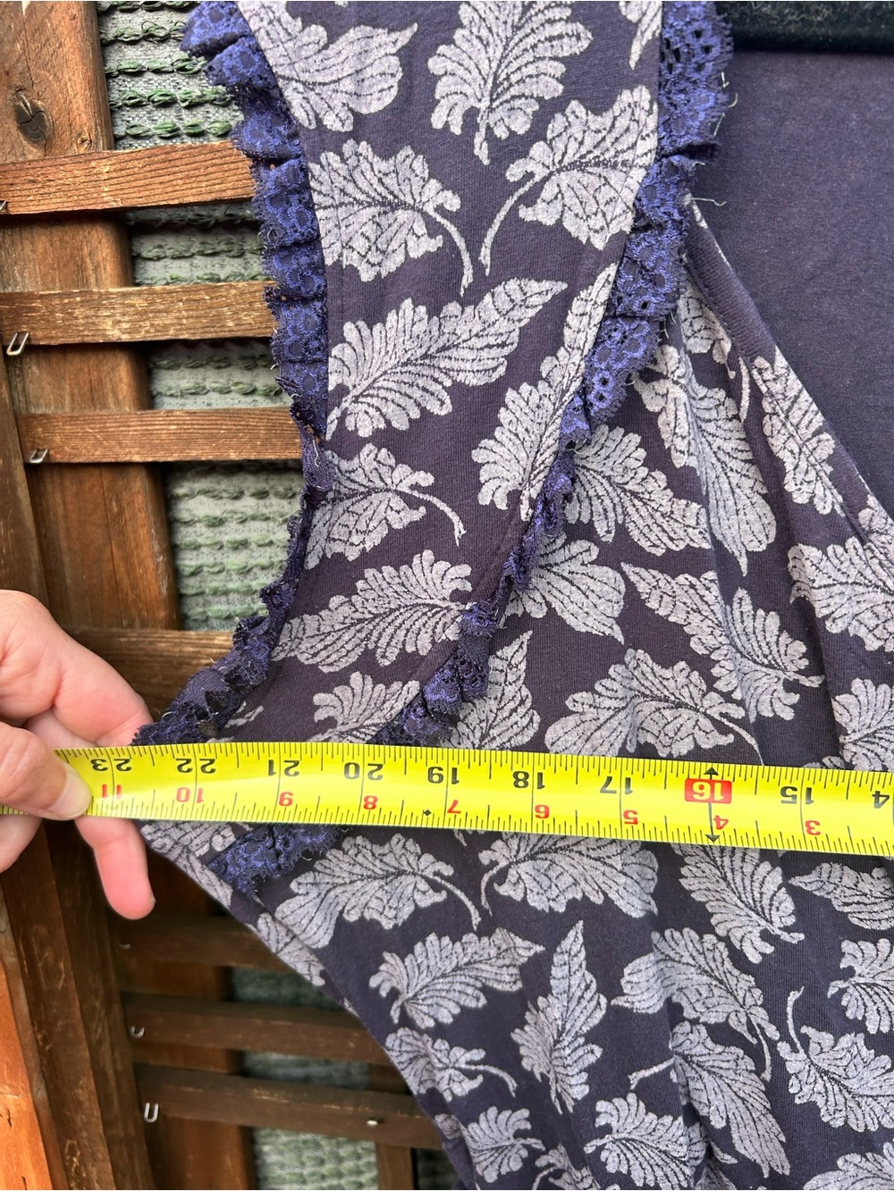 Effie's Heart Navy and Ivory Leaf-Print Wrap Dress - Picture 10 of 12